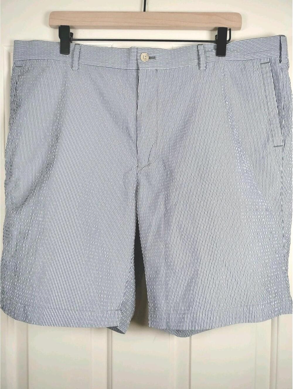 Peter Millar Crown Sport‎ Mens Seersucker Golf Shorts Sz 40 Blue White Pinstripe